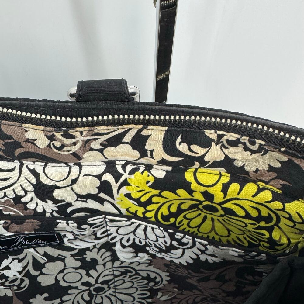 Vera Bradley Large Black Laptop Bag Briefcase Quilted Zip Travel Business Work - Picture 11 of 12